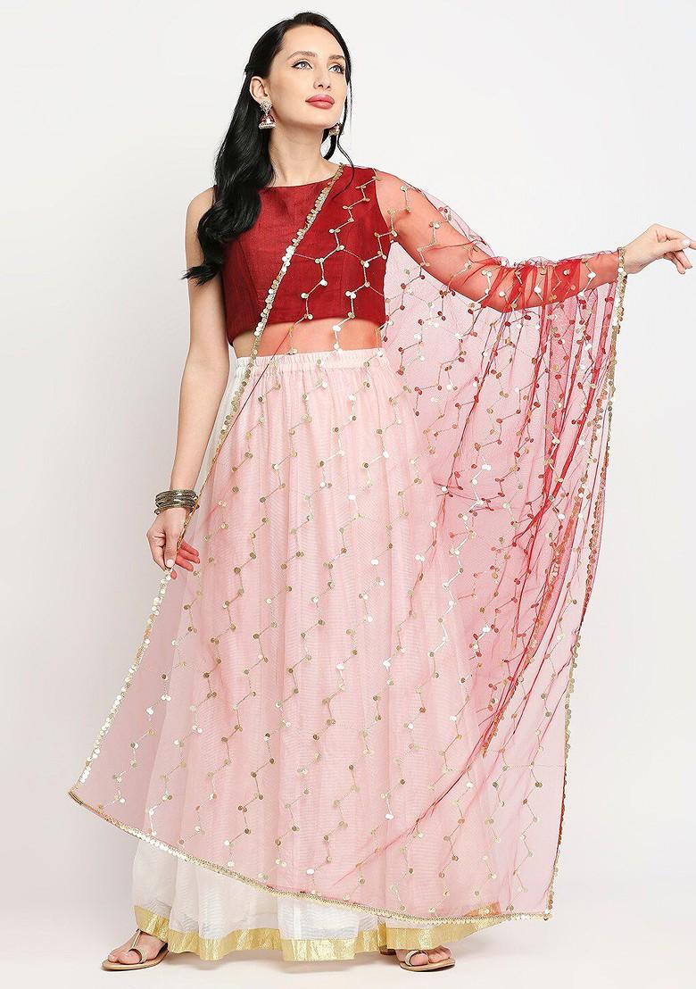 Ethnic Motifs Embroidered Dupatta With Gotta Patti