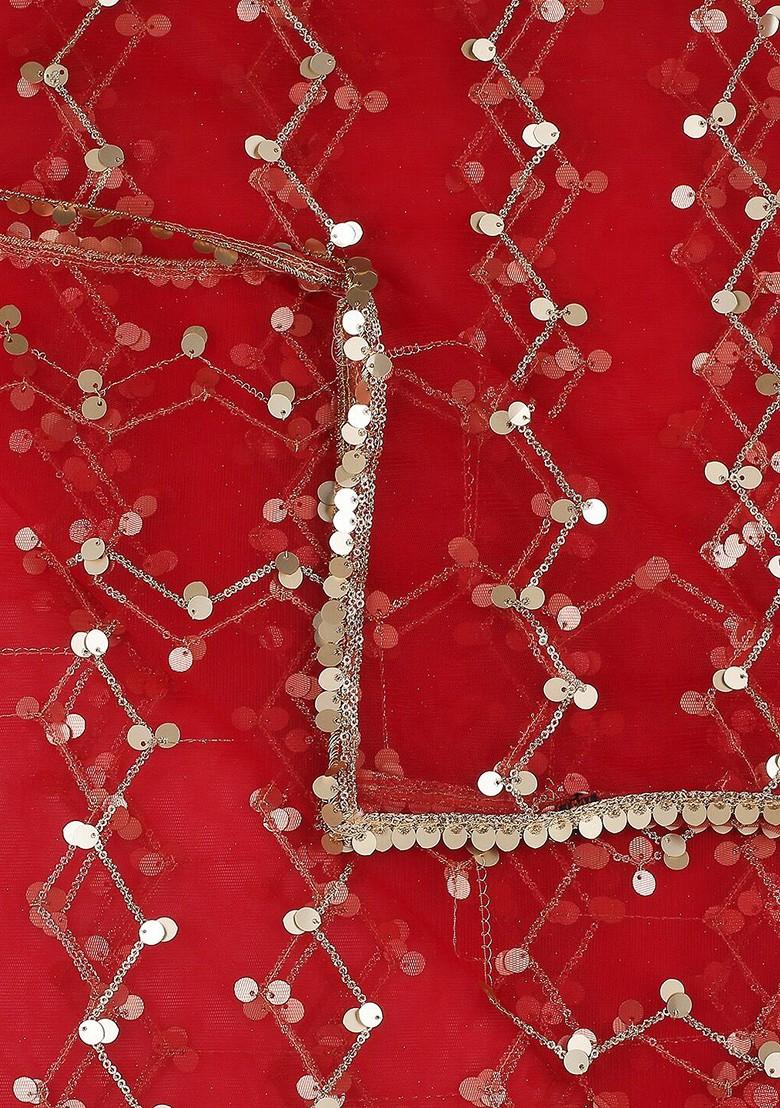 Ethnic Motifs Embroidered Dupatta With Gotta Patti