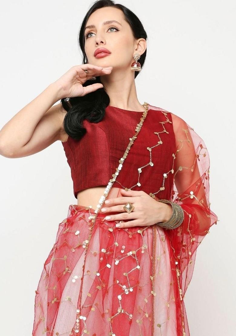 Ethnic Motifs Embroidered Dupatta With Gotta Patti