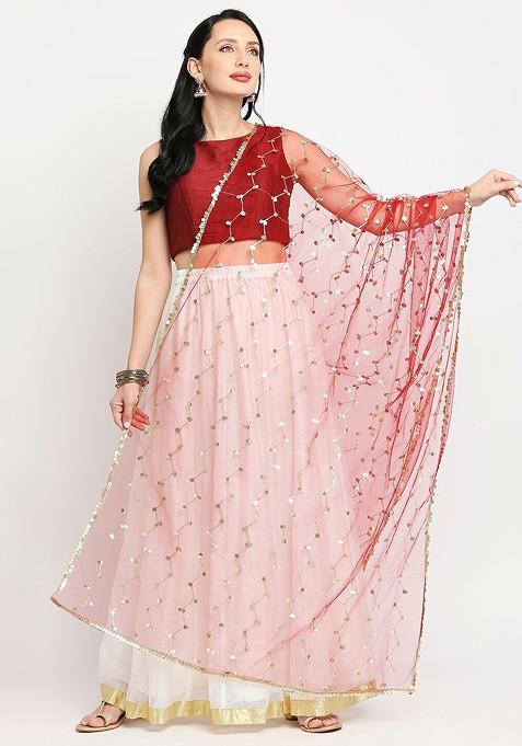 Ethnic Motifs Embroidered Dupatta With Gotta Patti