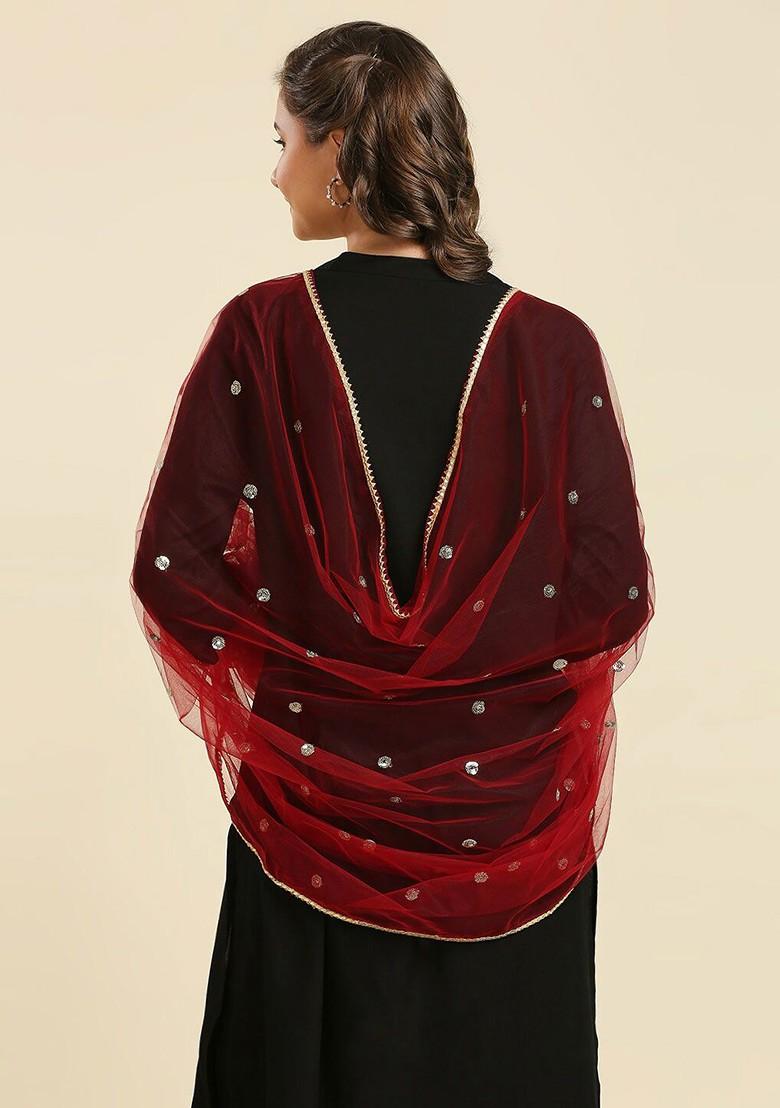 Seqinned Embellished Net Dupatta
