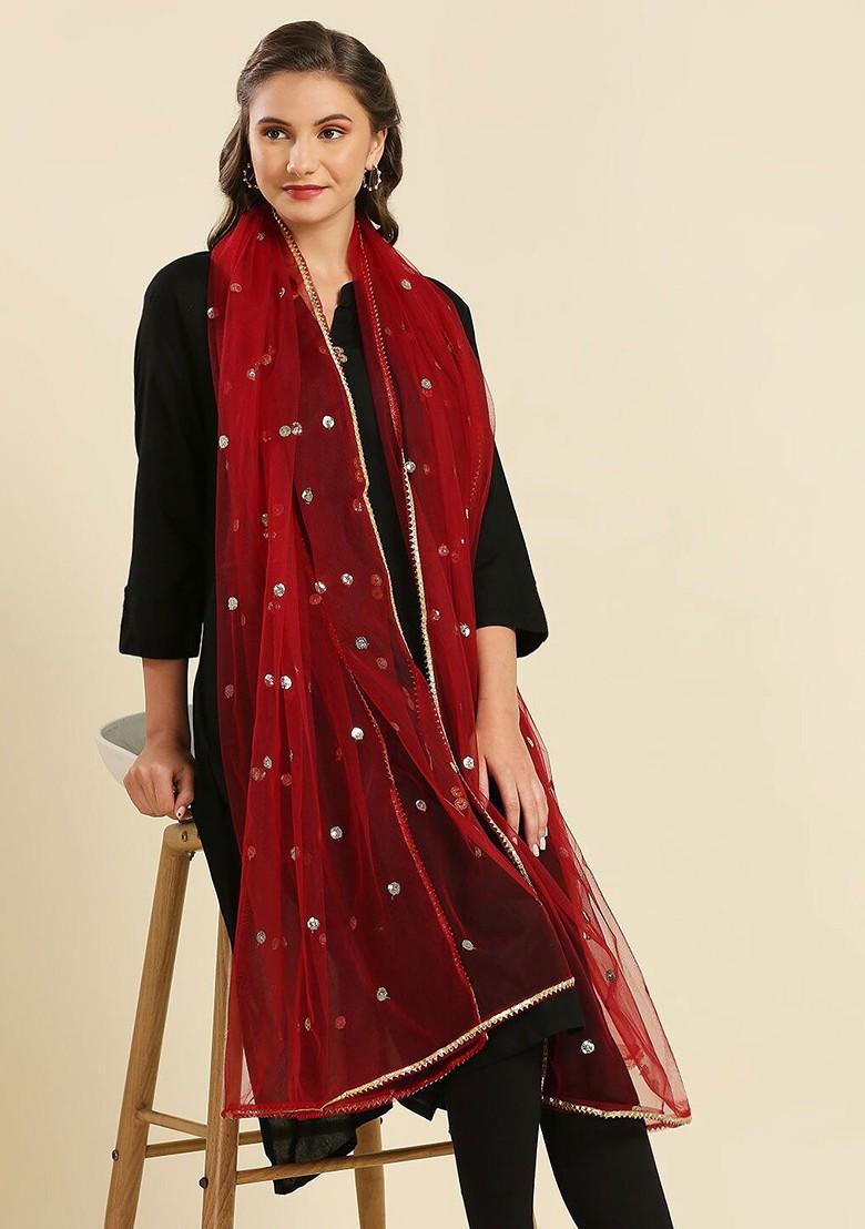 Seqinned Embellished Net Dupatta