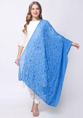 Blue Embroidered Dupatta