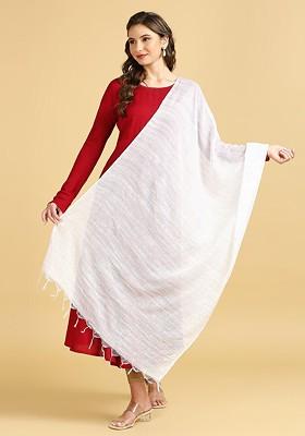 Striped Sequinned Cotton Silk Dupatta