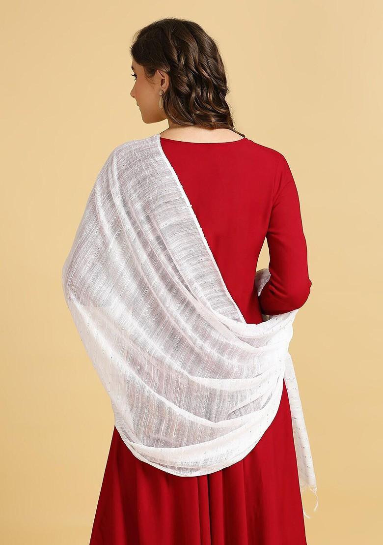 Striped Sequinned Cotton Silk Dupatta