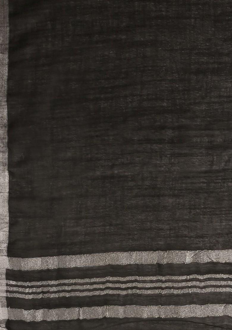 Black Linen Dupatta With Zari