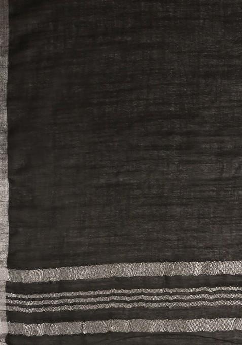 Black Linen Dupatta With Zari