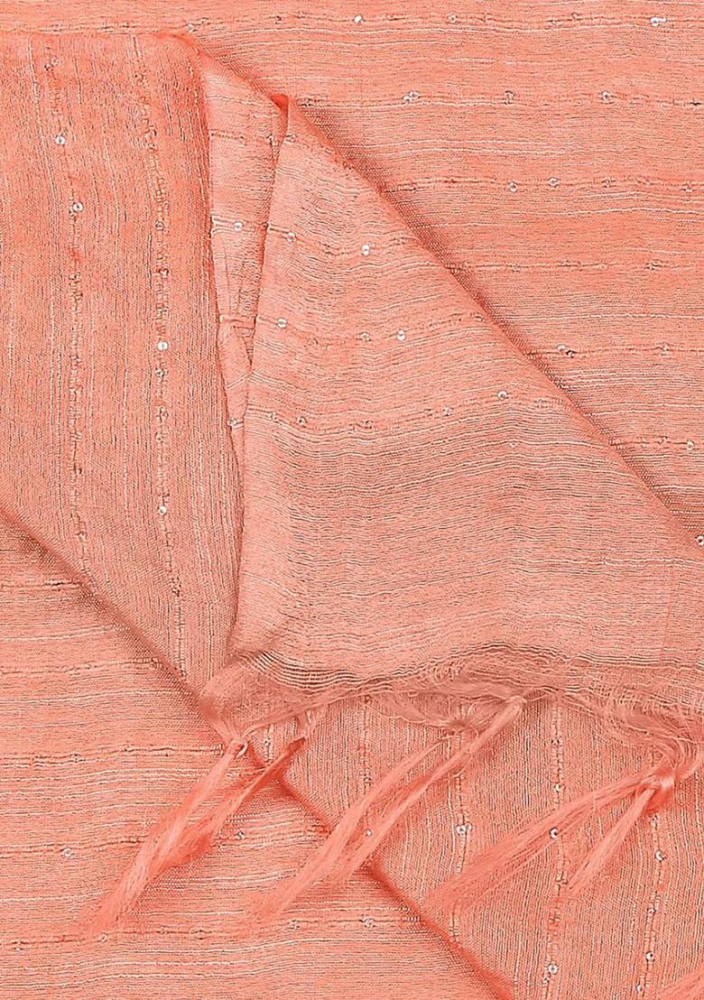 Striped Cotton Silk Sequinned Dupatta