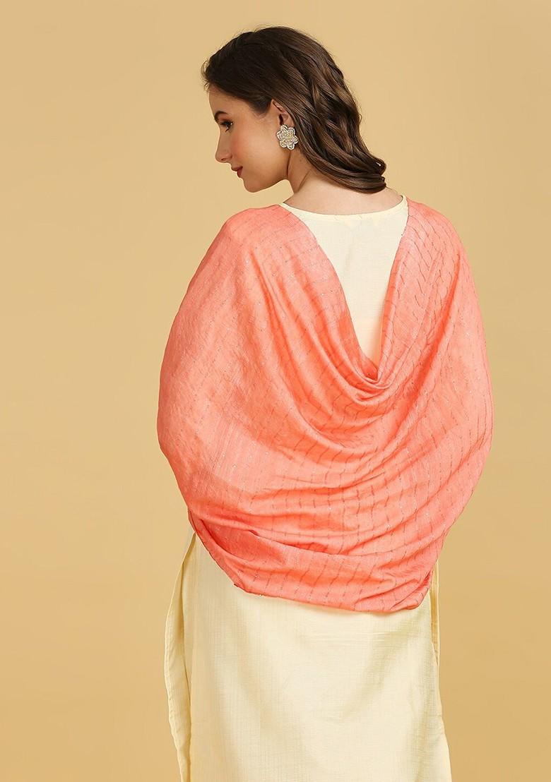 Striped Cotton Silk Sequinned Dupatta