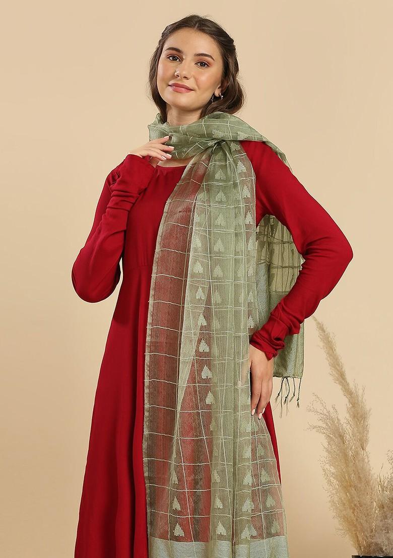 Ethnic Motifs Woven Designed Organza Dupatta
