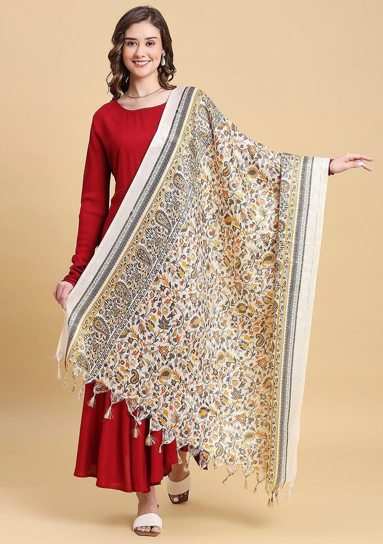Floral Printed Art Silk Dupatta
