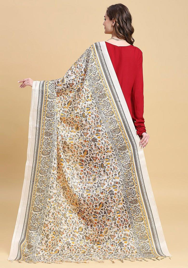 Floral Printed Art Silk Dupatta