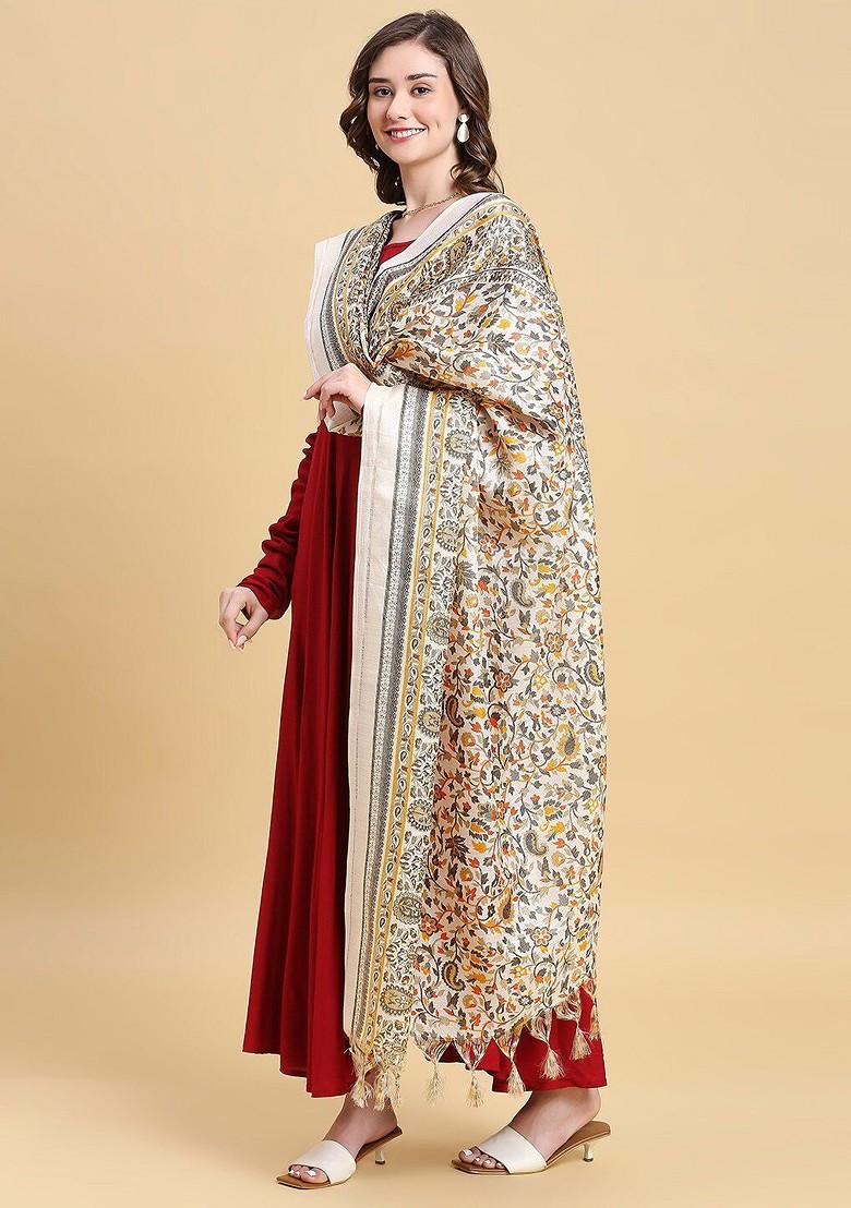 Floral Printed Art Silk Dupatta