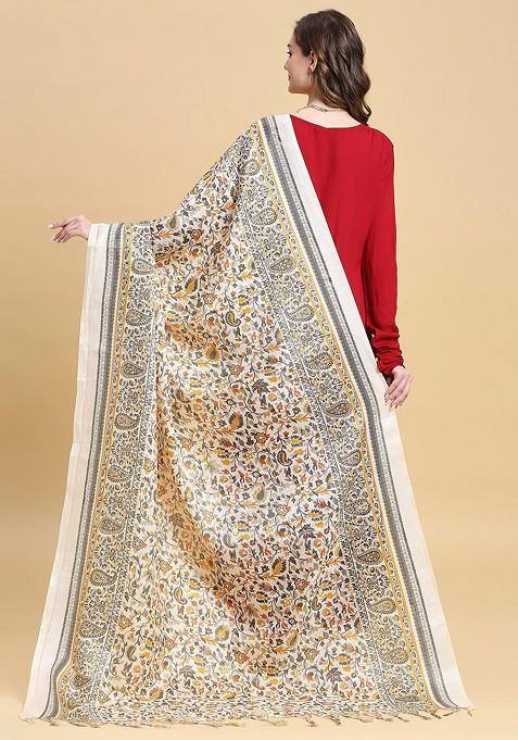 Floral Printed Art Silk Dupatta