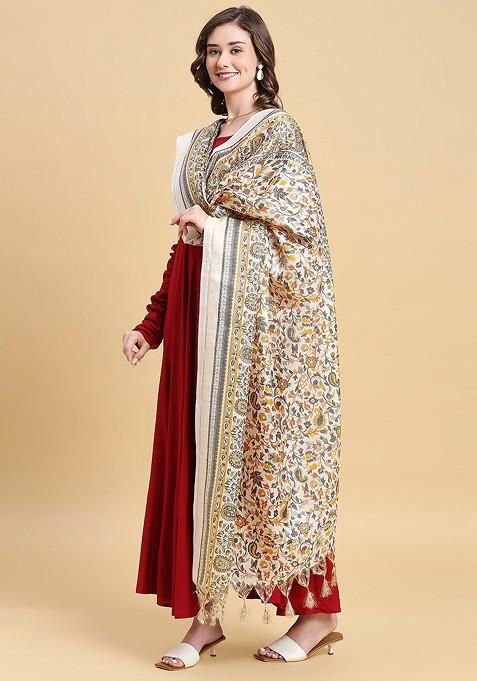 Floral Printed Art Silk Dupatta