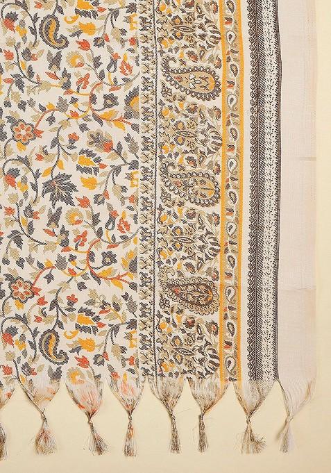 Floral Printed Art Silk Dupatta