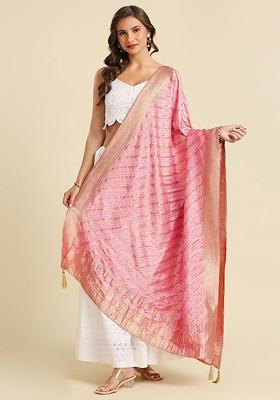 Ethnic Motifs Woven Design Zari Banarasi Dola Silk Dupatta