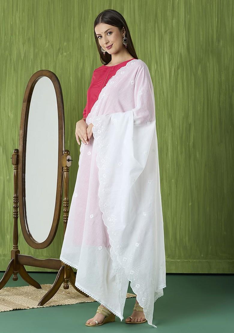 Embroidered Pure Cotton Dupatta With Sequinned