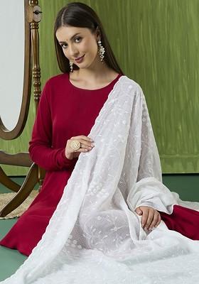 Embroidered Pure Cotton Dupatta With Sequinned