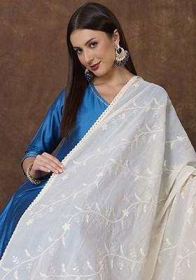 Embroidered Pure Cotton Dupatta With Sequinned