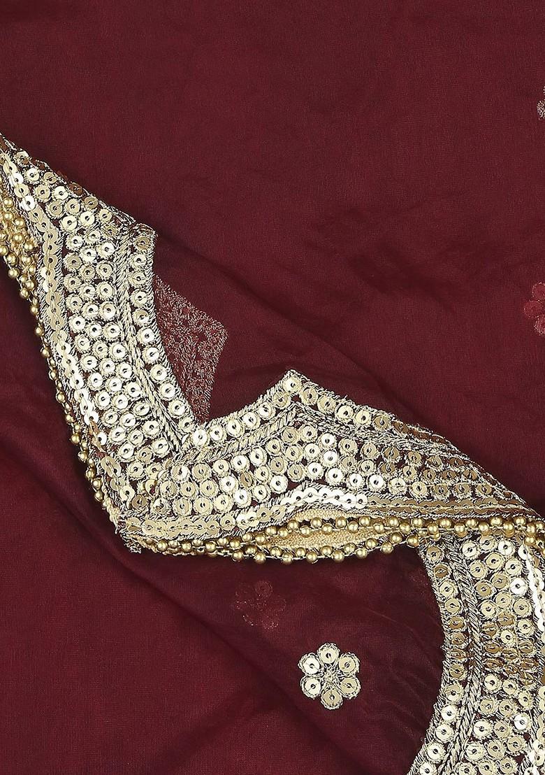 Ethnic Motifs Embroidered Sequinned Organza Dupatta