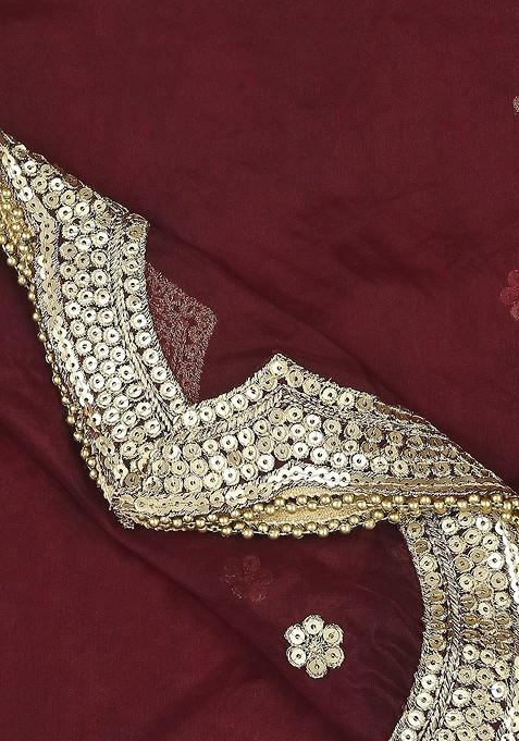 Ethnic Motifs Embroidered Sequinned Organza Dupatta