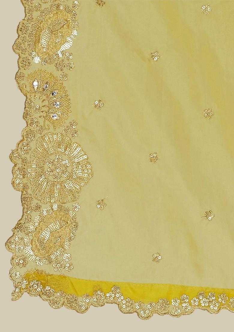 Floral Embroidered Sequinned Organza Dupatta