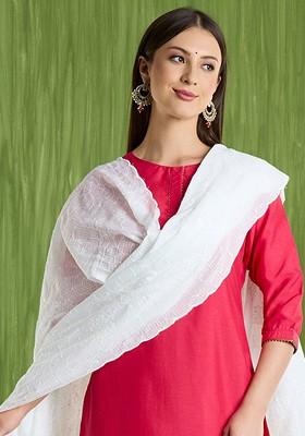 Embroidered Pure Cotton Dupatta With Sequinned