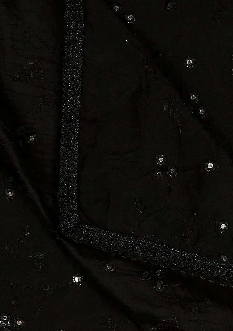 Floral Embroidered Mirror Work Pure Cotton Dupatta - Indya