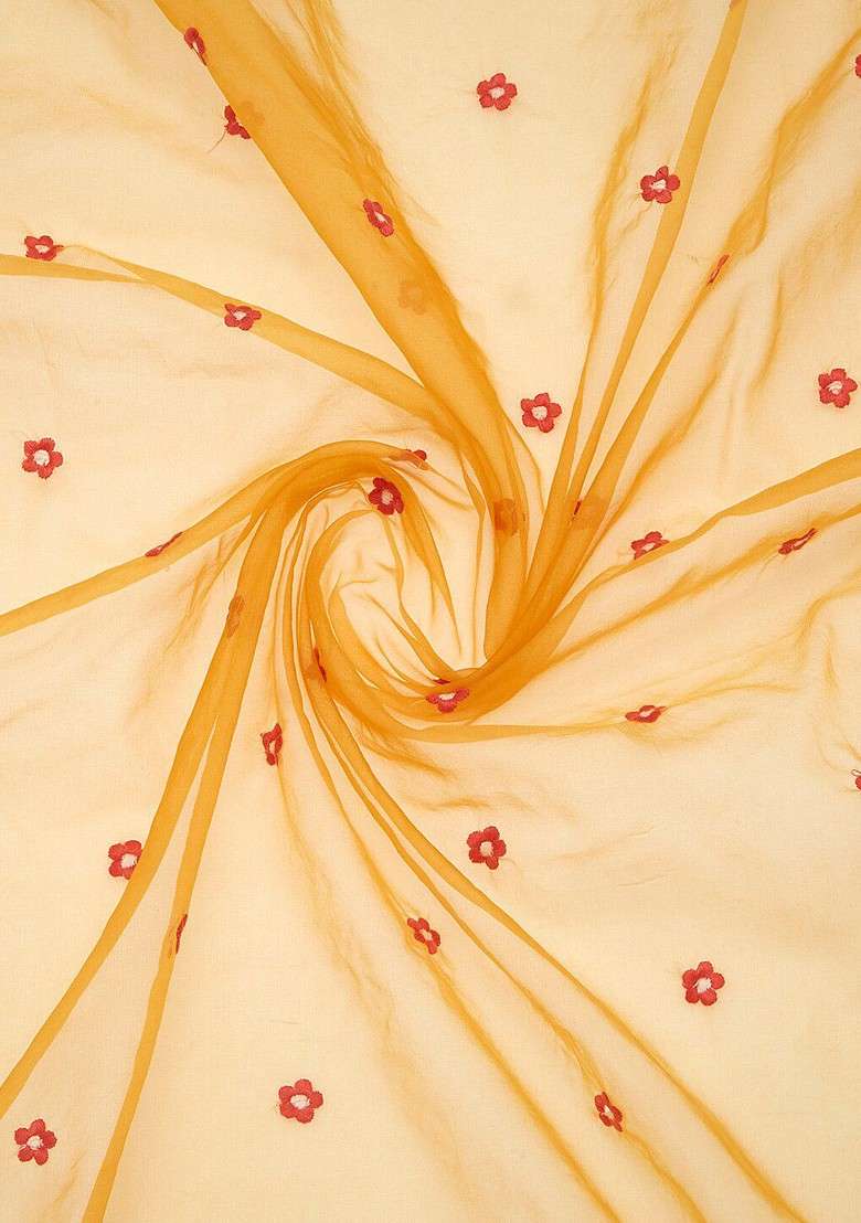 Embroidered Organza Dupatta With Thread Work - Indya