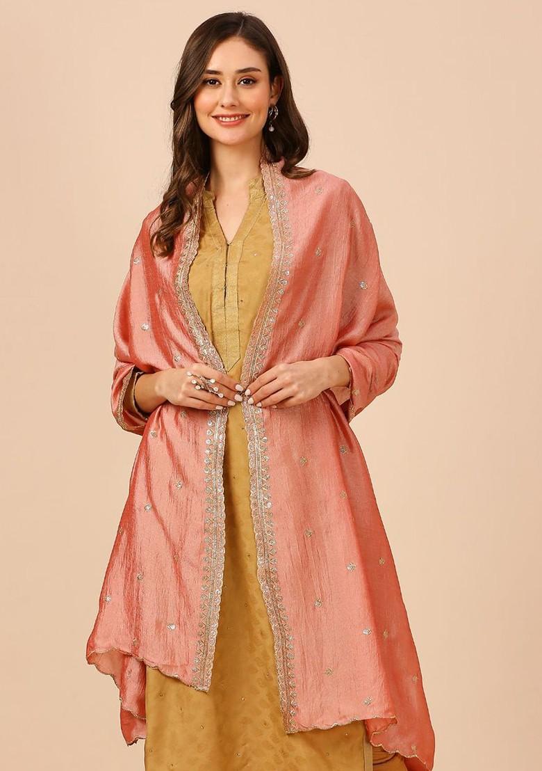 Floral Embroidered Sequinned Dupatta