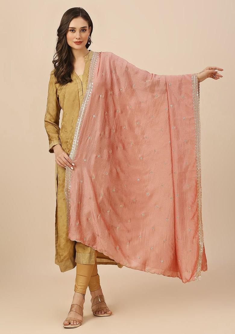 Floral Embroidered Sequinned Dupatta