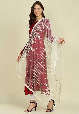 Embroidered Net Dupatta
