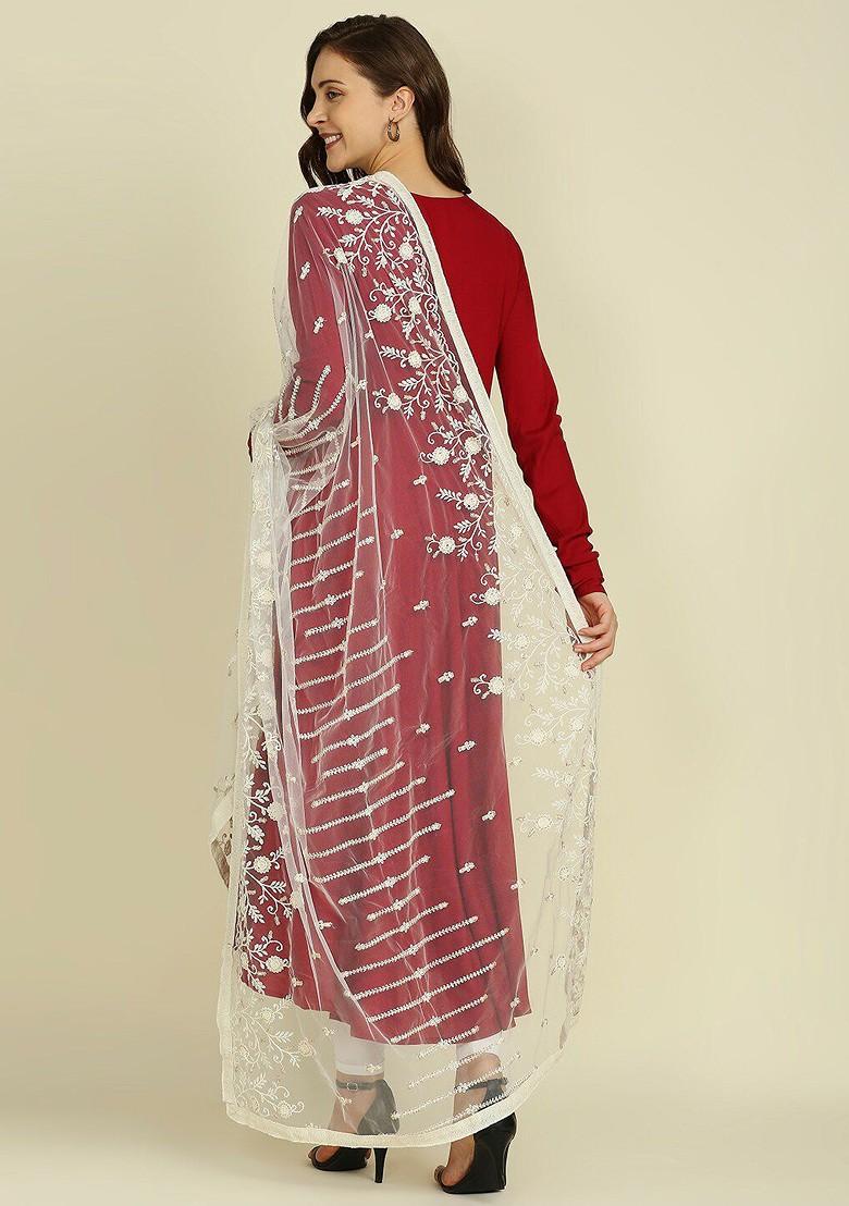 Embroidered Net Dupatta