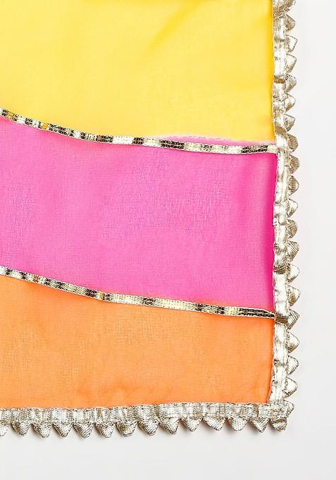 Striped Dupatta With Gotta Patti