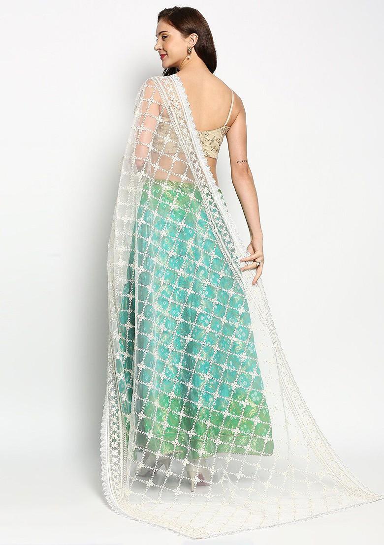 Floral Embroidered Dupatta With Sequinned