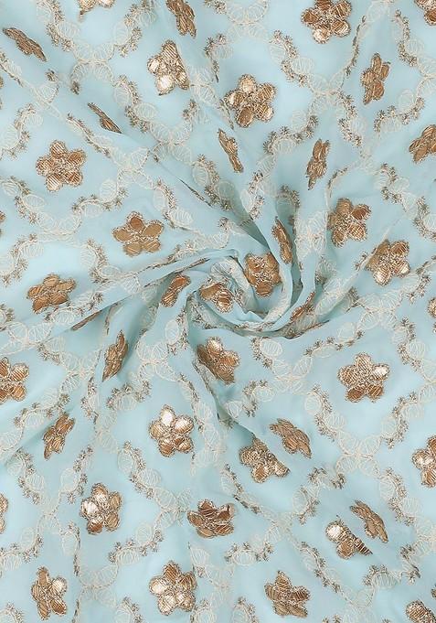 Men Floral Lucknowi Work Embroidered Georgette Dupatta With Gotta Patti