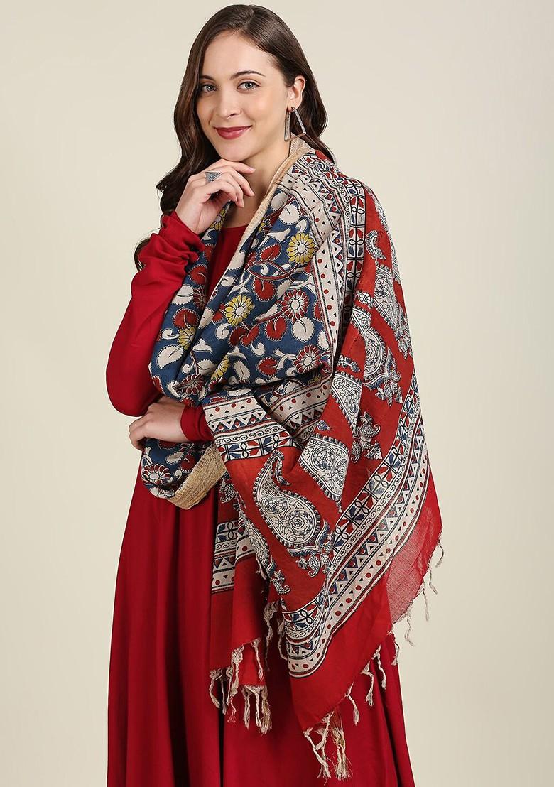 Ethnic Motifs Printed Kalamkari Cotton Dupatta