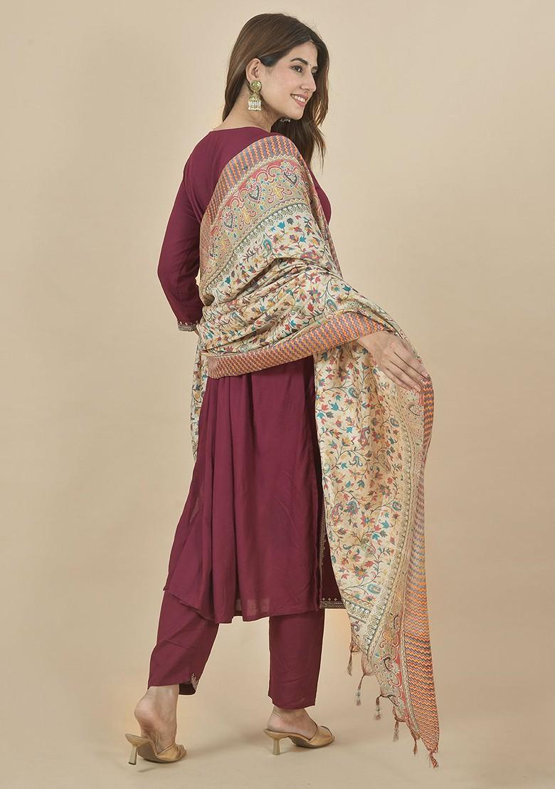Beige Poly Blend Ethnic Motifs Printed Dupatta