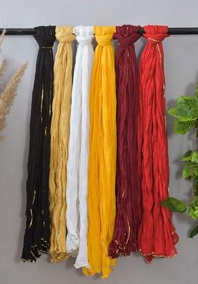 Black Poly Blend Pack Of 6 White Dupattas