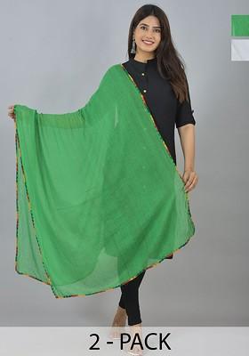 White Poly Blend Pack Of 2 White Dupattas