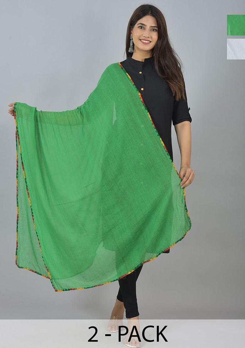 White Poly Blend Pack Of 2 White Dupattas
