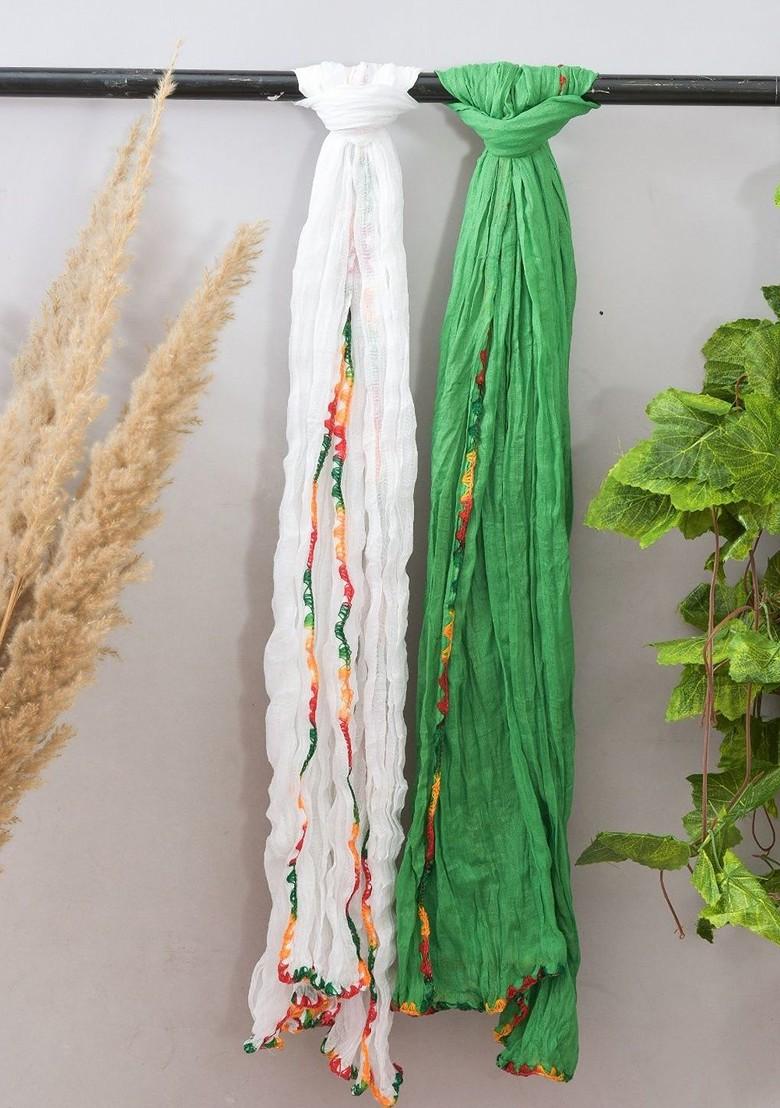 White Poly Blend Pack Of 2 White Dupattas