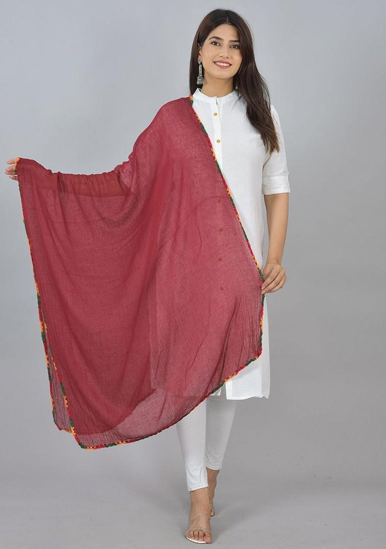 Yellow Poly Blend Pack Of 2 White Dupattas