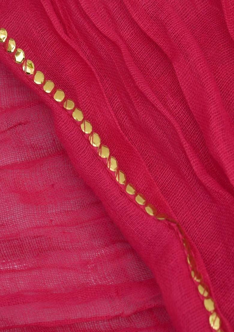 Yellow Poly Blend Pack Of 6 White Dupattas