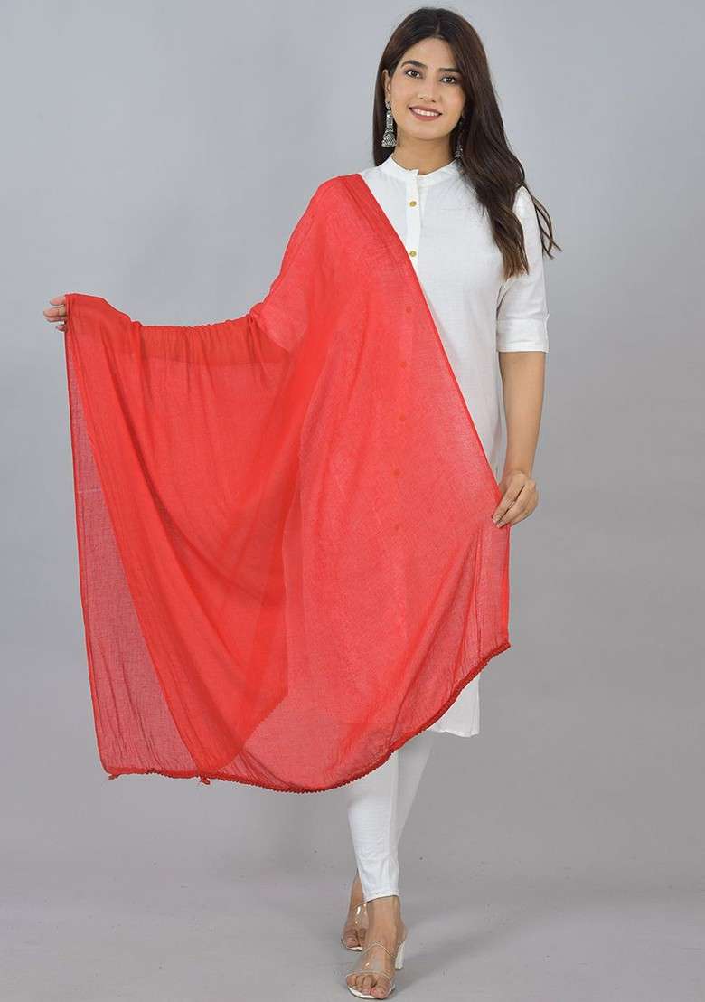 White Poly Blend Pack Of 3 White Dupattas - Indya