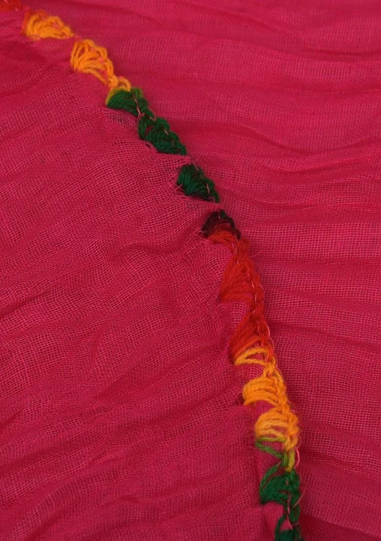 Red Poly Blend Pack Of 3 White Dupattas