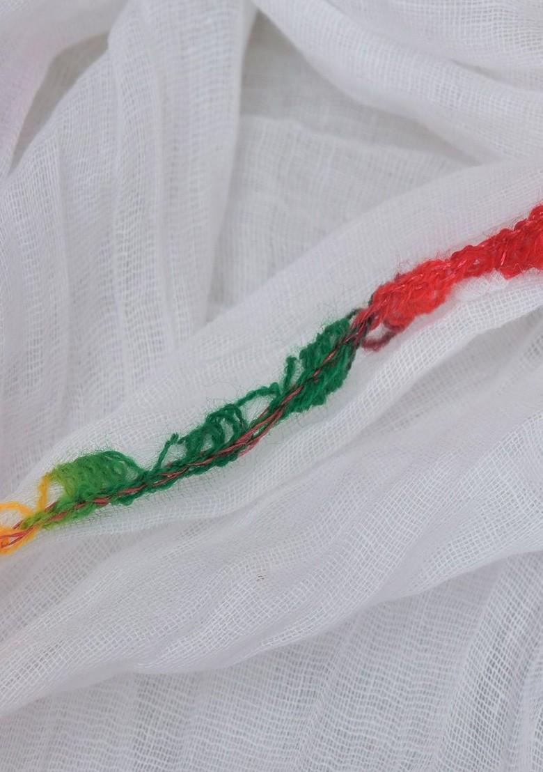 Beige Poly Blend Pack Of 3 White Dupattas