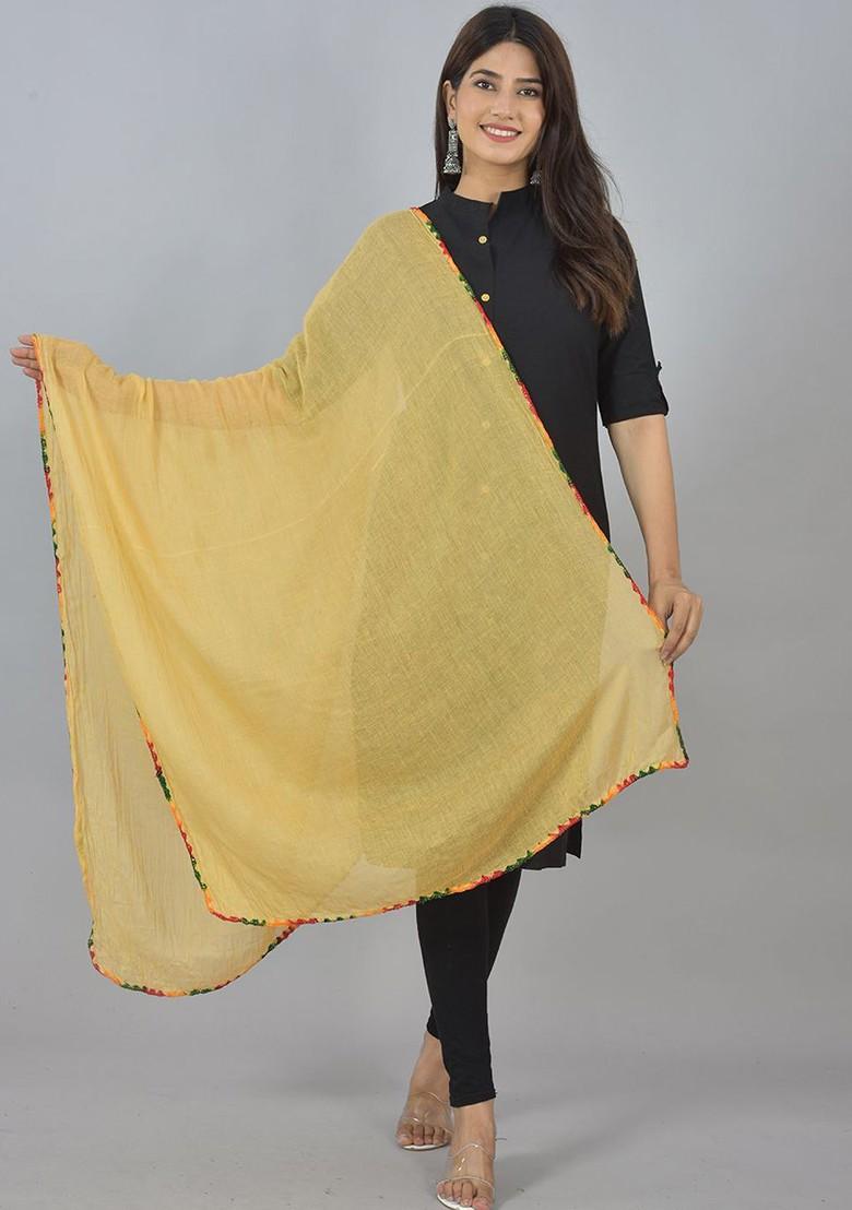 Beige Poly Blend Pack Of 3 White Dupattas