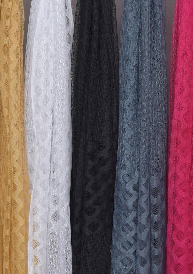 Pink Poly Blend Selection Of 5 Geometric Woven Design Dupattas